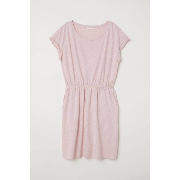 H&M Powder Pink Short-sleeved Jersey Dress Size XS - Picture 3 of 9